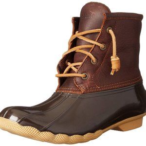 Brown/Brown Sperry duck boots salt water rainboots